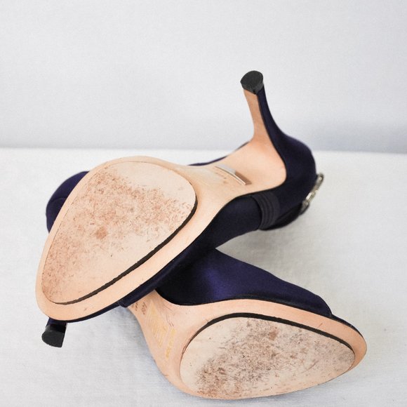 Badgley Mishka Purple Satin High Heels - Picture 10 of 12